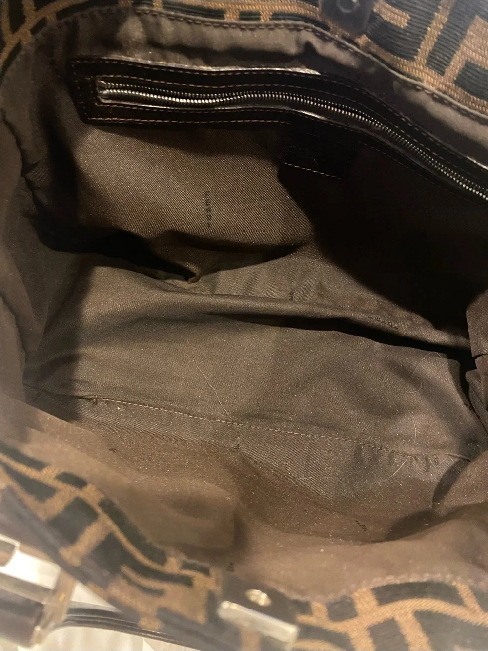 Fendi Brown FF Zucca Tote Bag with Leather Handles